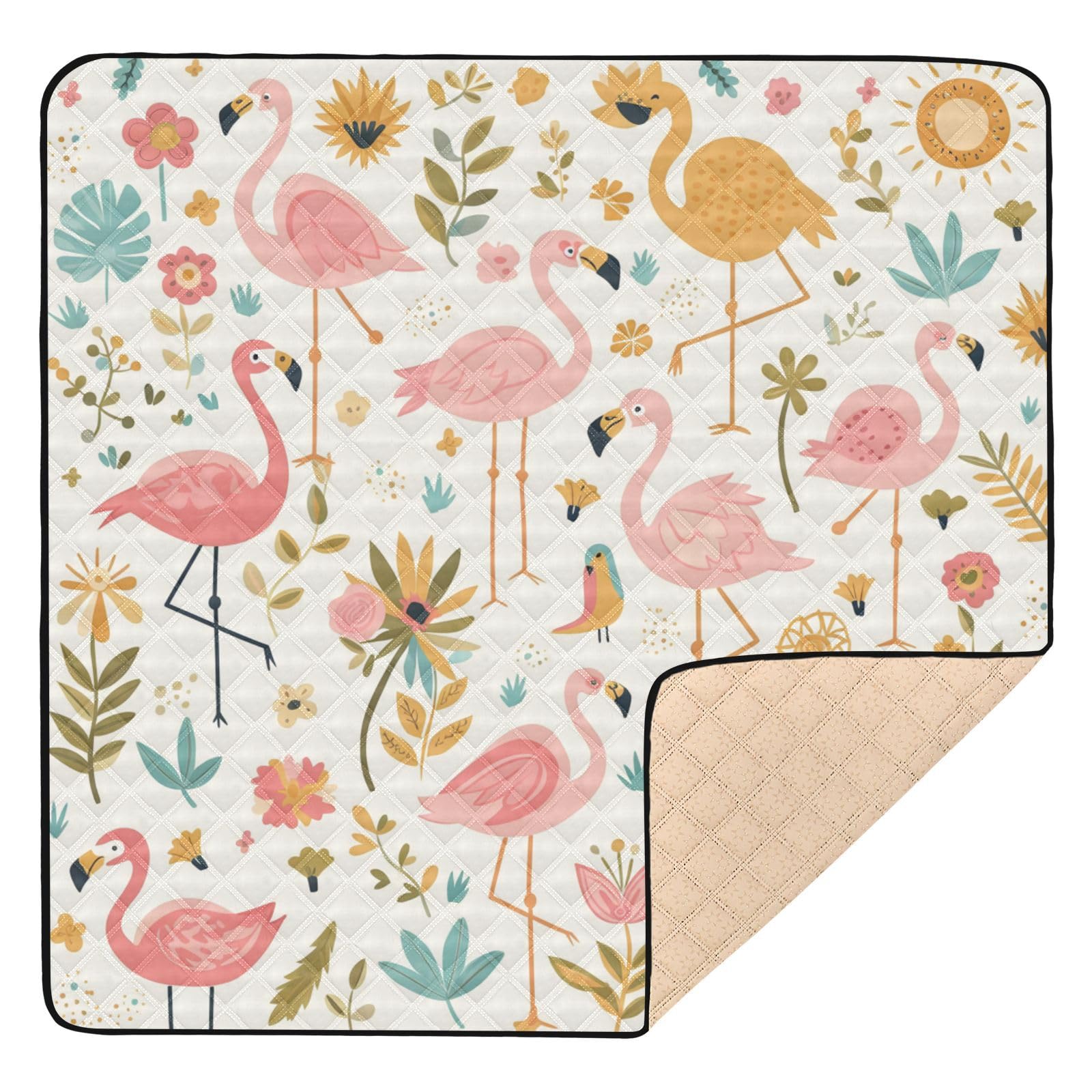 Kigai Flamingo Baby Play Mat for Floor and Playpen 50x50 inch Non-Slip Baby Activity Playmat Waterproof Foldable Crawling Mat for Infants Toddlers