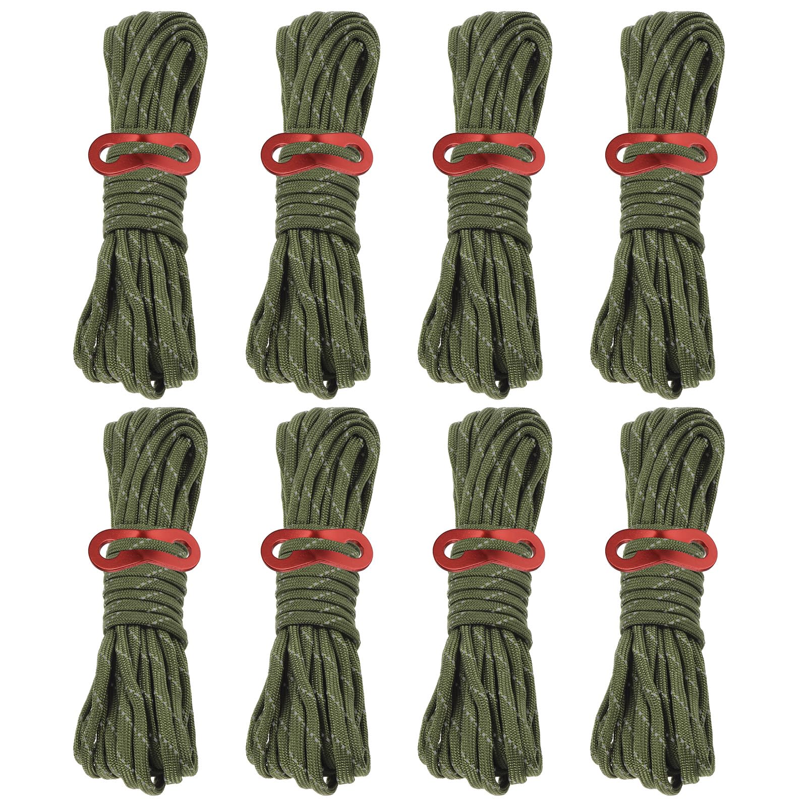 PATIKIL 4mm 13ft Tent Rope, 8 Pack Reflective Guy Lines with Aluminum Adjuster Tensioner Guyline Tent Cords for Outdoor Camping Hiking Backpacking Tent Tarp Canopy, Dark Green