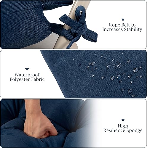 Miniatura 8 de Tangkula Cojín para silla de respaldo alto de patio, cojines de asiento copetudos con lazos de cuerda antideslizantes, cojines de repuesto para uso