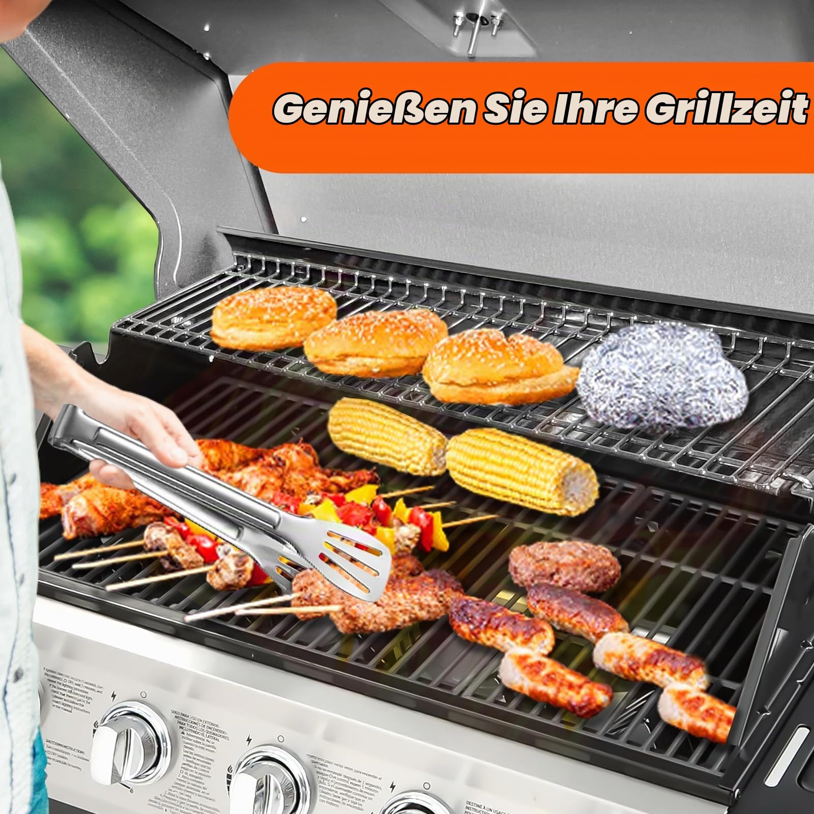 GFTIME Gusseisen Grillrost 41,3 x 25 cm, Massiver Gussrost für Gas- & Holzkohlegrill, Universal Grillroste Ersatz, 3 Stück
