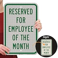 Vista 2 de SmartSign - Letrero de estacionamiento con texto en inglés "Reserved for Employee of the Month", 12 x 18 pulgadas, aluminio reflectante de alta