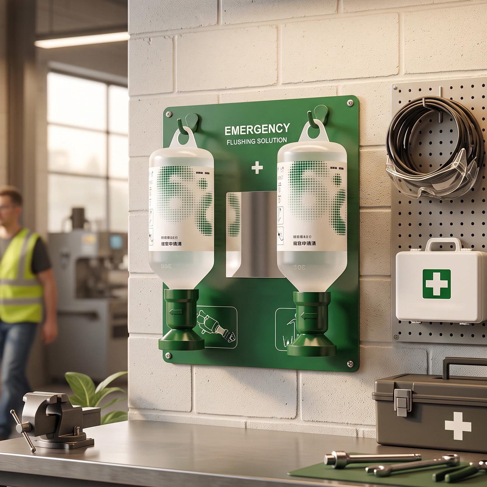 Luocute Station de Lavage Oculaire D'urgence avec 2 Bouteilles de 32oz