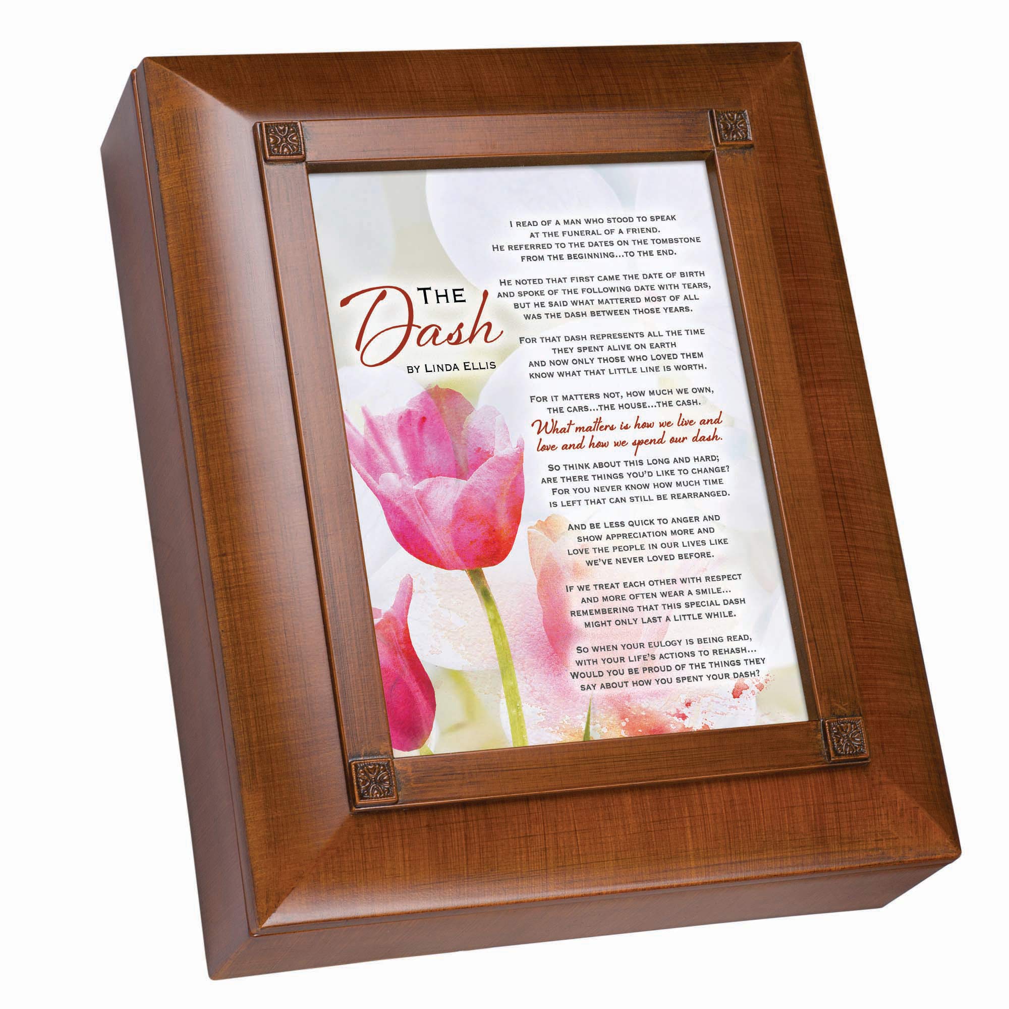 The Dash How We Live Love - Scatola commemorativa in legno con motivo floreale