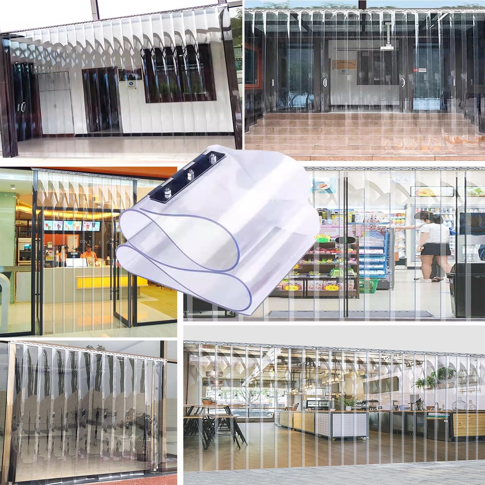 Cortina Frío Calor Cortina De Tiras De PVC Para Puertas - 180x300cm, Transparente - Impermeable Y Aislante Para Garaje O Balcón Cortina Puerta Almacén