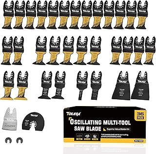 TOLESA 36 PCS Titanium Oscillating Tool Blades Kit, Multi-Purpose Set CR-V& Bi-Metal Oscillating Saw Blades for Wood, Metal, Wood, Plastic