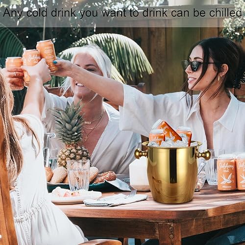 Miniatura 4 de Cubos de hielo  Cubo de champán con pinzas que mantiene el hielo congelado durante más tiempo, enfriador de vino de acero inoxidable, enfriador de