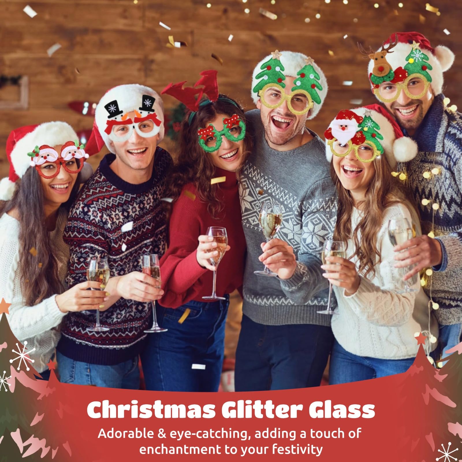 Itoyx 12PCS Christmas Glasses - Party Glasses Decorations Eyewear Accessories Favors - Tree Santa Claus Photo Booth Props Costume - Image 4