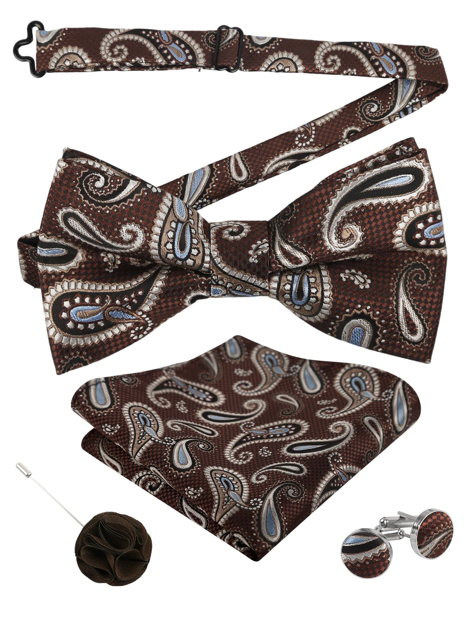 Alizeal Mens 4pcs Vintage Paisley Bow Tie Set