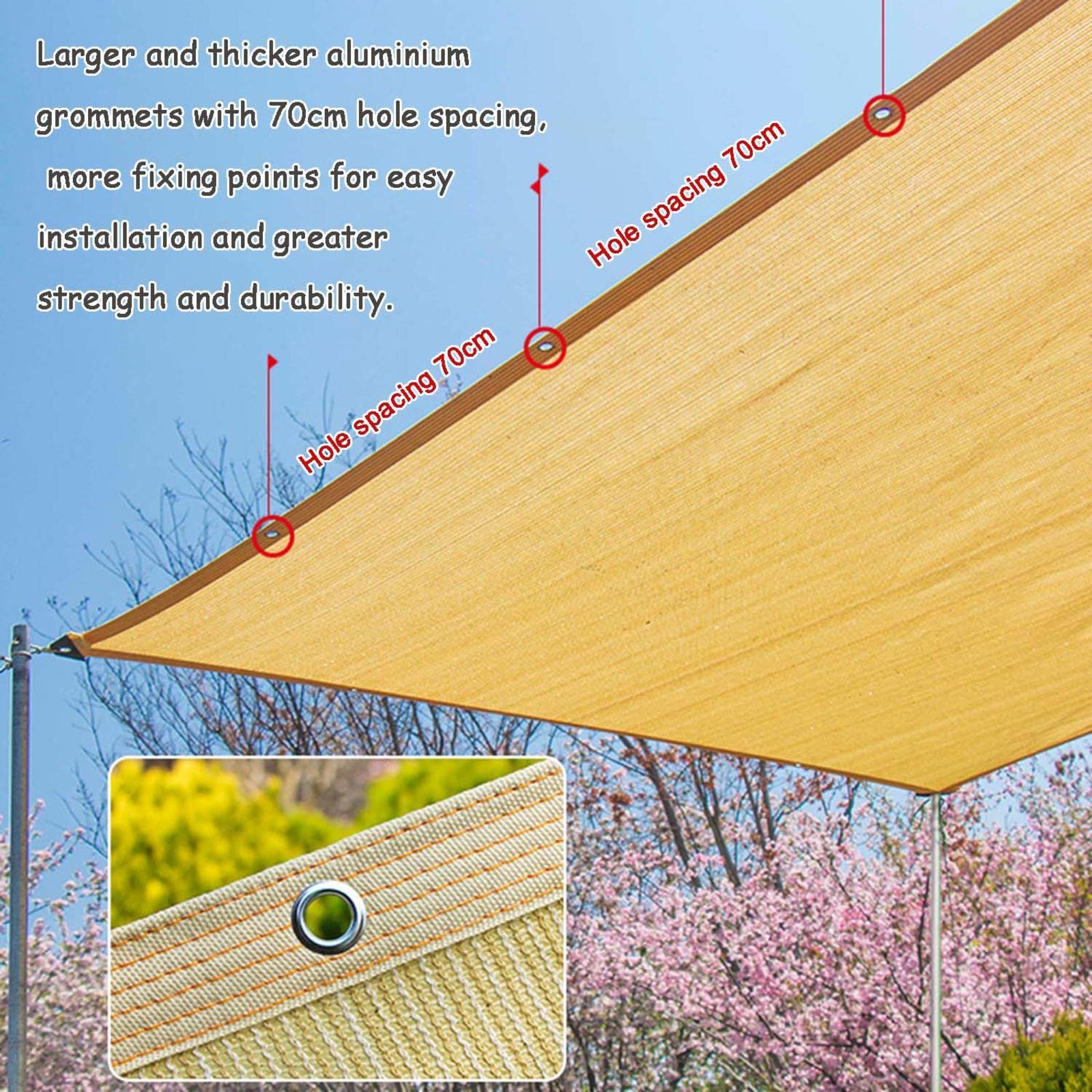 Produktbild von Sonnensegel, Wasserdicht, Rechteckig, 4 X 4,5 M, Pergola-Abdeckung Mit 98 % UV-Block, Ideal Für Partys, Hinterhof, Rasen Und Outdoor-Aktivitäten, Cremefarben, Inklusive Befestigungsseilen