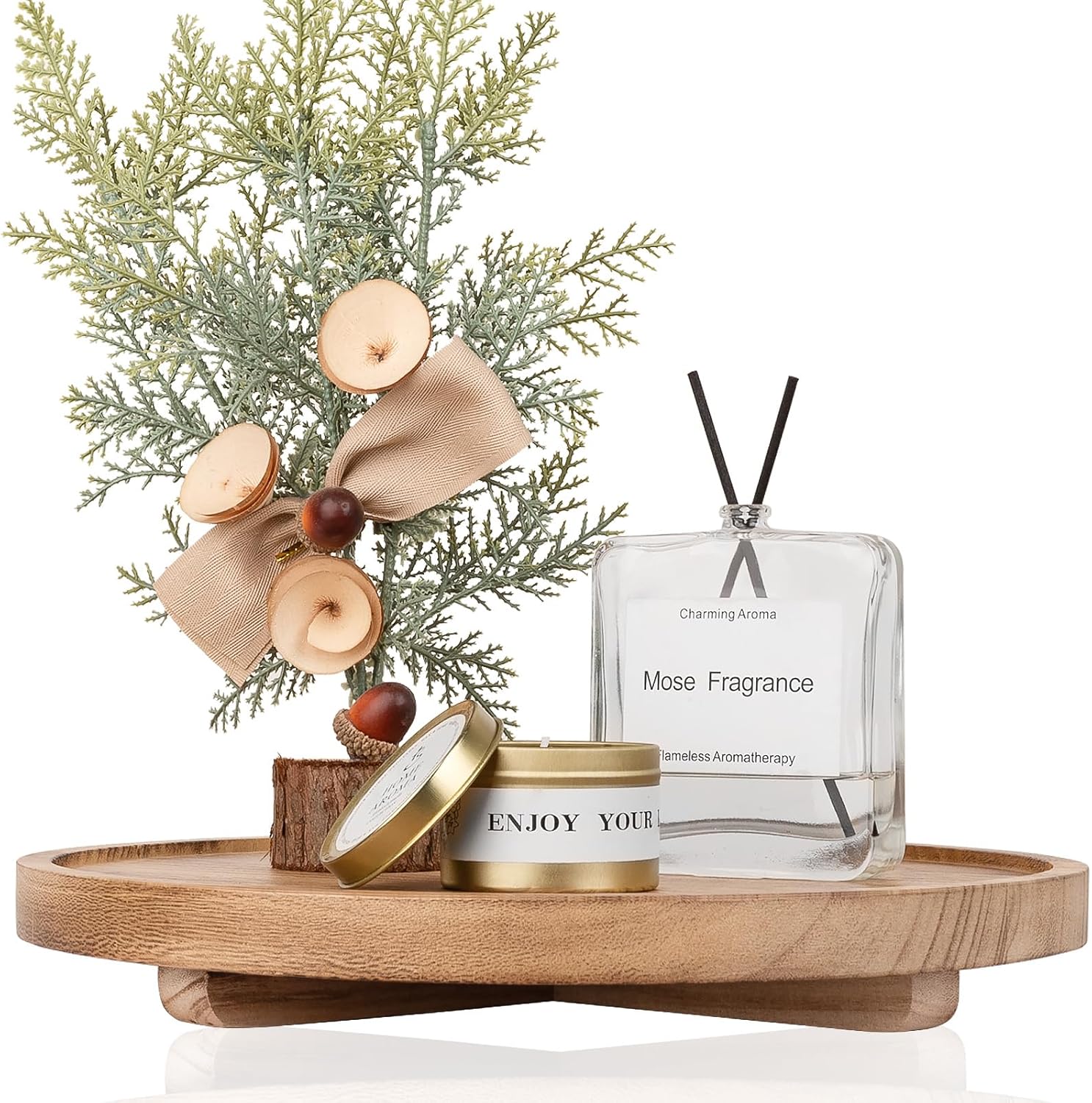 Round Decorative Tray Wood