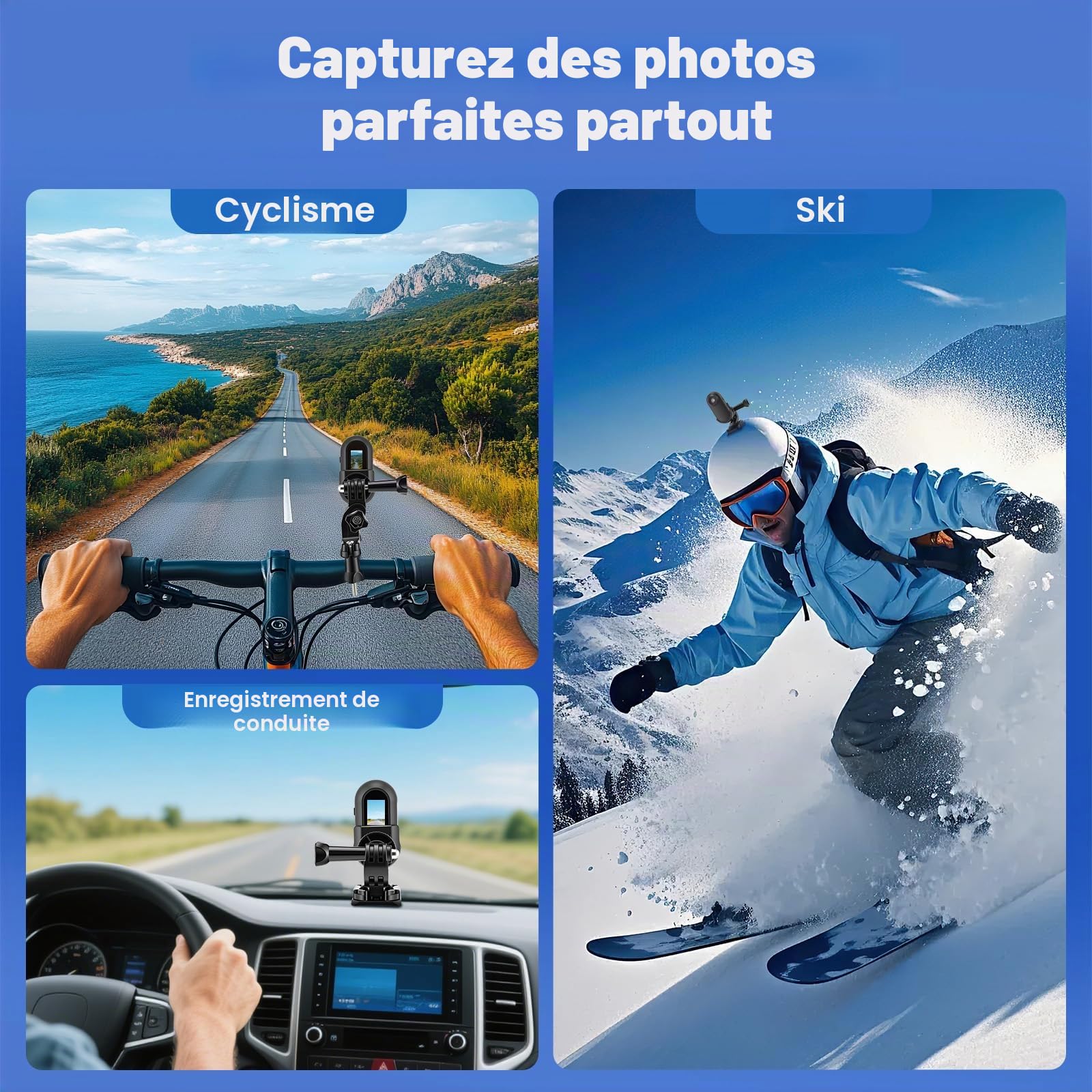 Caméra Corporelle Portable 1080P avec 128 Go de Mémoire, Mini Camera Sport avec Clip Magnétique, Idéale comme Camera Moto pour Vélo, Cyclisme, Voyages et Aventures Outdoor