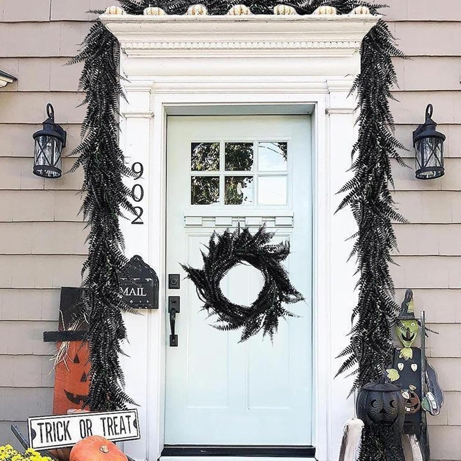 Norfolk Pine Garland 9ft Artificial Halloween Garland Realistic Christmas PE Decorative Ideal for Front Door Wall Mantel
