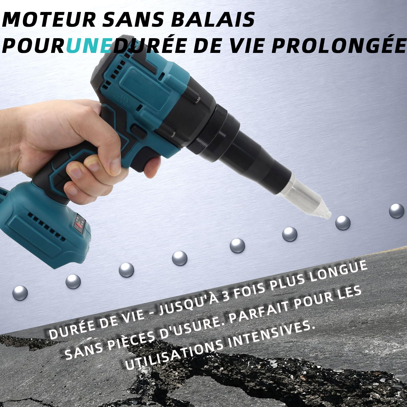 Pince à riveter sans balais avec lumière LED, compatible avec les batteries Makita Li-Ion 18 V, idéale pour les chantiers, les réparations automobiles et le bricolage, sans batterie