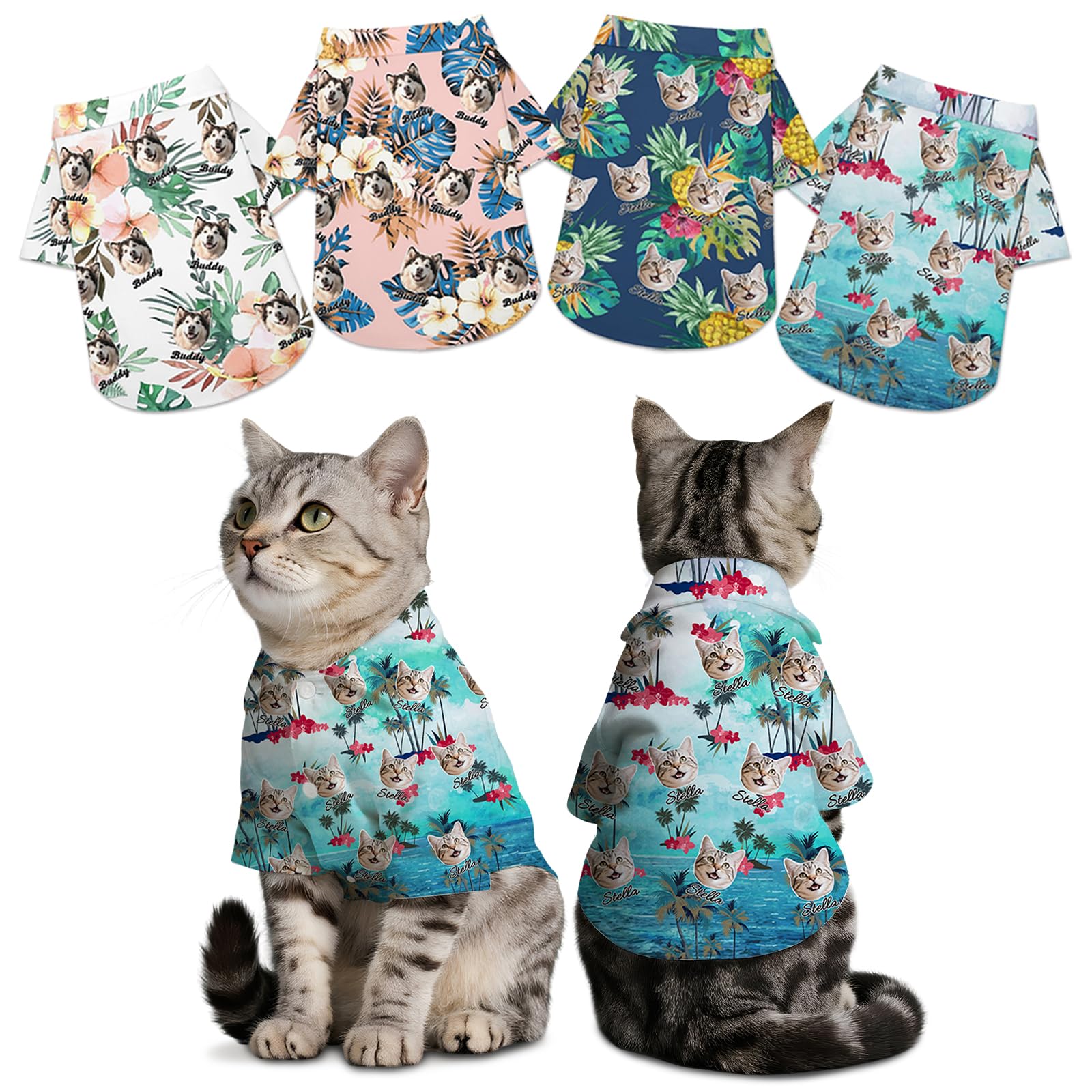 Personalised Dog Shirt Custom Dog T-Shirt with Photo Name Text Logo, Personalised Summer Breathable Pullover Pet Outfit Clothes for Small Medium Large Dogs Cats Kitten Puppy