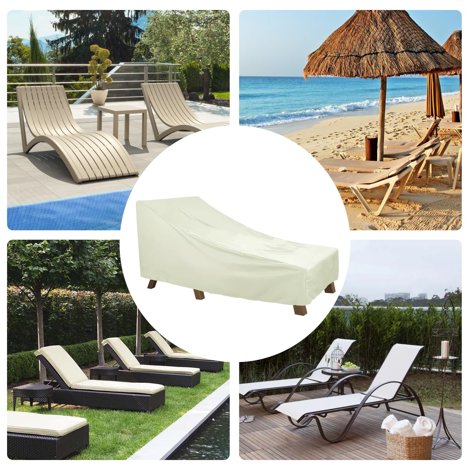 SIMPHAUS Afdekking voor ligstoel, afdekking voor ligstoelen, waterdicht, afdekking voor outdoor ligstoel, Oxford-weefsel 420D, uv-bescherming, winddicht, 210 x 150 x 40/90 cm