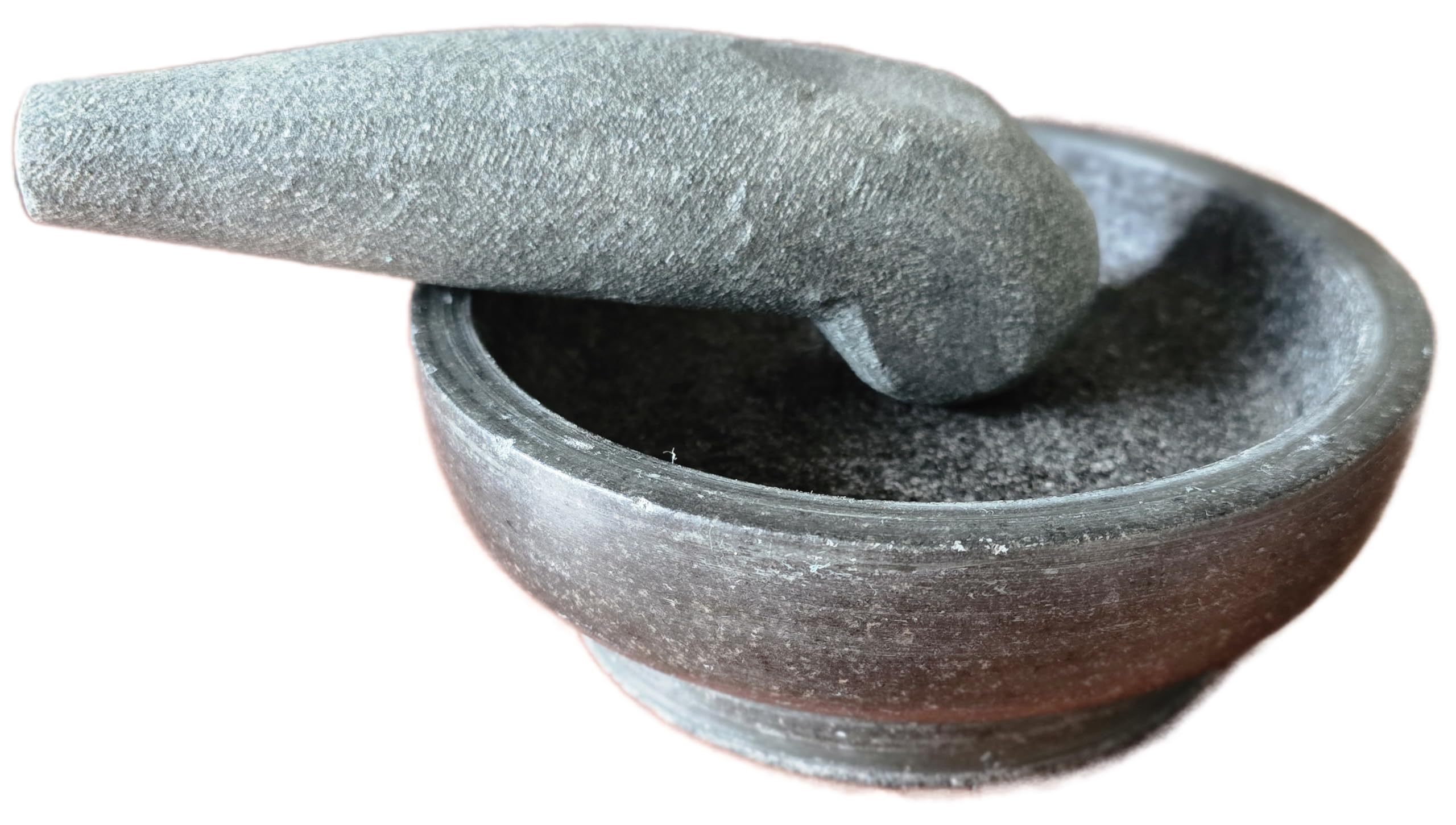 Mortero de granito y mano de mortero muy macizo, diámetro de 20 cm, piedra natural