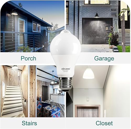 Miniatura 9 de DiCUNO PIR - Bombillas con sensor de movimiento para exteriores, 8 W (equivalente a 60 W), bombilla LED de seguridad activada por movimiento