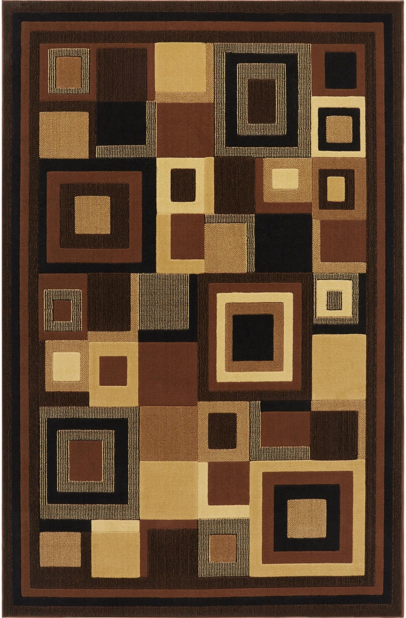 Catalina Virginia Abstract Area Rug, Geometric Black/Brown 5'3"x7'2"