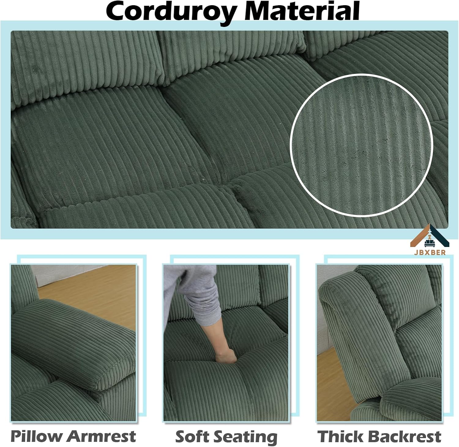Recliner Sofa Set for Living Room, Manual Recliner Sofa Set, Living Room Furniture Set, Sofa Loveseat and Chair 3 Piece Set with Cup Holder Storage Console(Chair,Green)