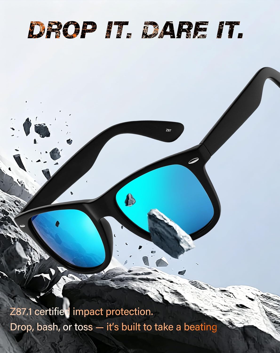 Joopin Square Z87 Sunglasses Impact Resistant UV400 Protection | Work Sun Glasses, Safety, Shades for Men Women, Classic, Worker, Farmer, Gardening, Daily Wear