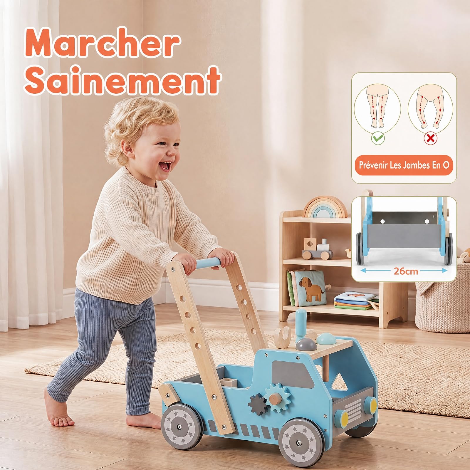 RELAX4LIFE Chariot de Marche Bébé 2-EN-1, Jouet d'Éveil Montessori Camion