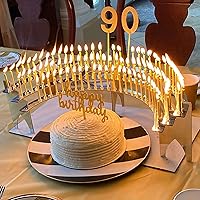 Vista 7 de Silver-Mirror Finish Cake Tray & Birthday Candle Holder Combo – Holds Up to 100 Candles, Includes 100 Gold Candles for Cakes Ideal for Birthday