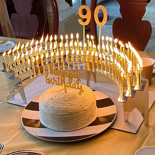 Miniatura 7 de Silver-Mirror Finish Cake Tray & Birthday Candle Holder Combo – Holds Up to 100 Candles, Includes 100 Gold Candles for Cakes Ideal for Birthday