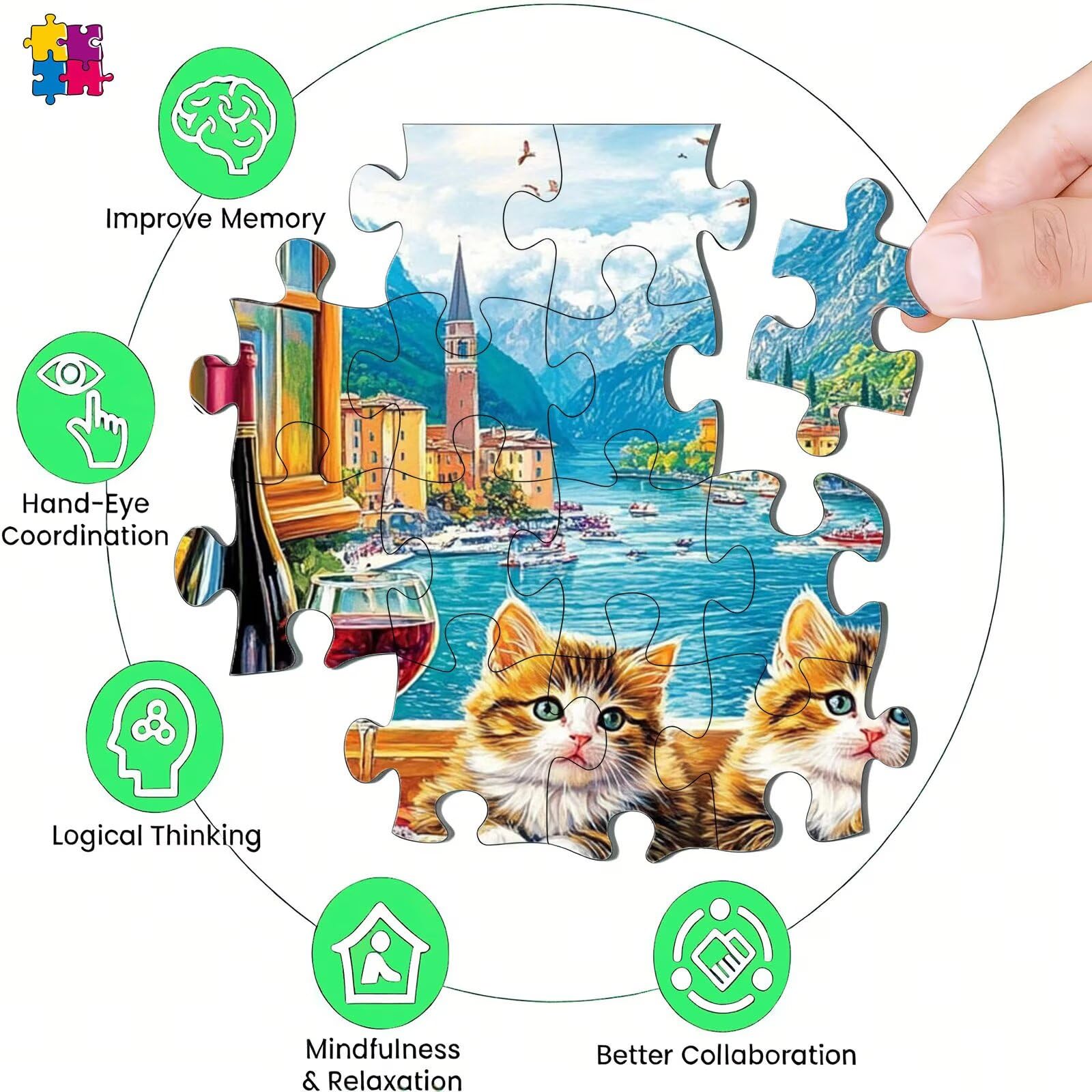 Puzzle 2000 elementów, łańcuch kot góry puzzle 2000 elementów dorośli i dzieci, wysokiej jakości artystyczna łamigłówka, 99,5x70,5 cm Klasyczna gra puzzli dla dorosłych, prezent dla kobiety/mężczyzny
