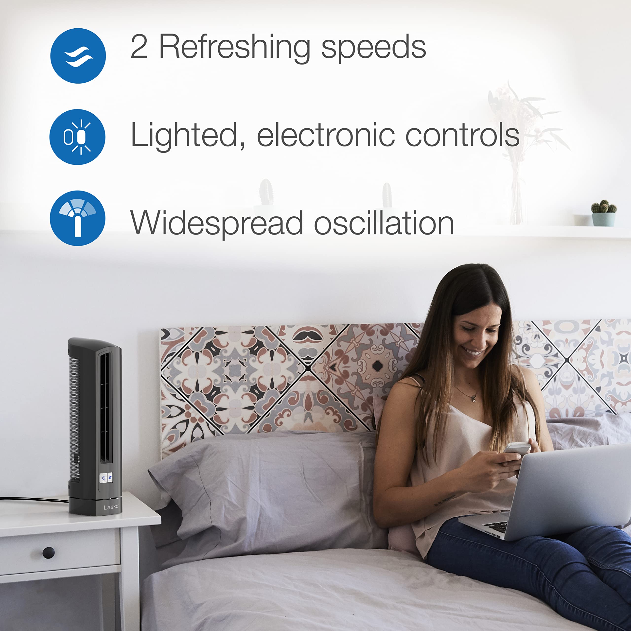 Amazon.com: Lasko Air Stik Oscillating Tabletop Fan, Ultra-Slim Design, 2  Quiet Speeds, for Bedroom, Dorm Rooms, Office, 14, Black, T14200 : Home u0026  Kitchen