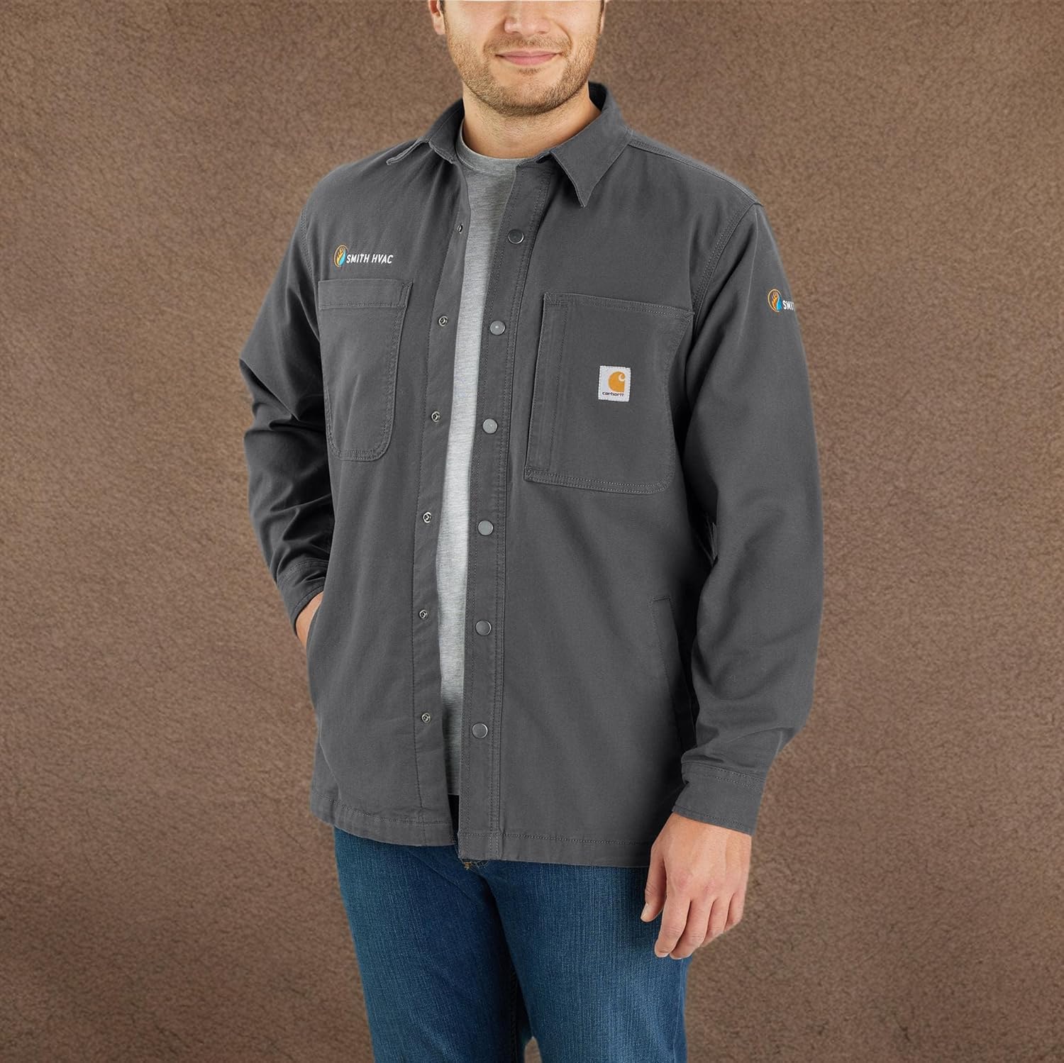 Rugged Flex® Relaxed Fit Canvas Fleece-Lined Snap-Front Shirt Jac Shadow - Image 4