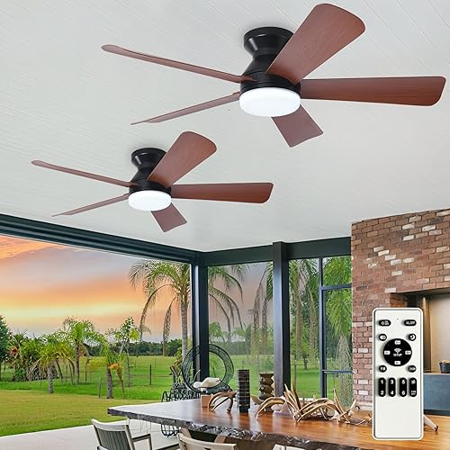 Miniatura 41 de Depuley Ventilador de techo moderno con luz: ventiladores pequeños blancos de 42 pulgadas para dormitorio interior y exterior - Ventiladores de