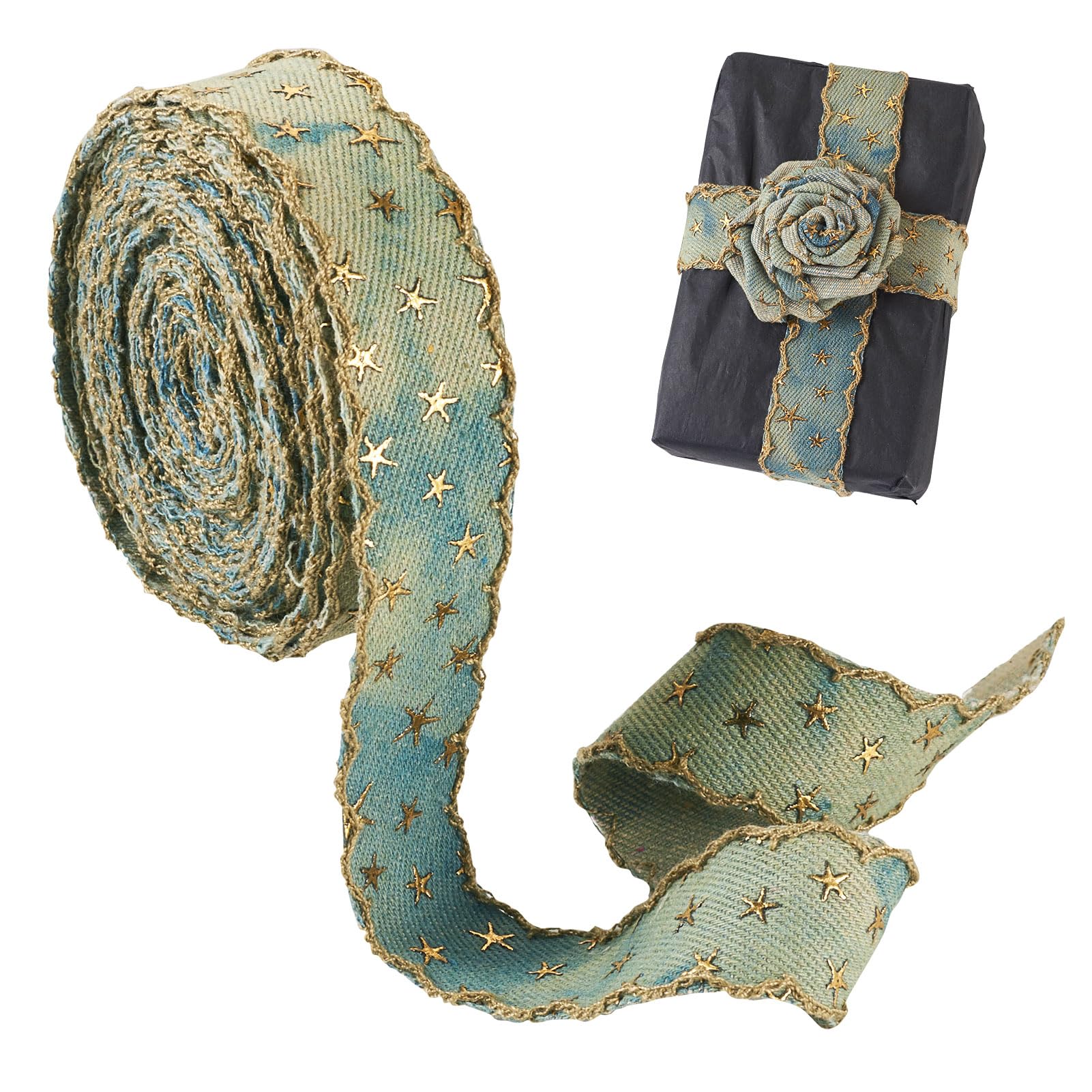 Ruban de denim de 2,5 cm pour loisirs créatifs et couture créative de bouquets