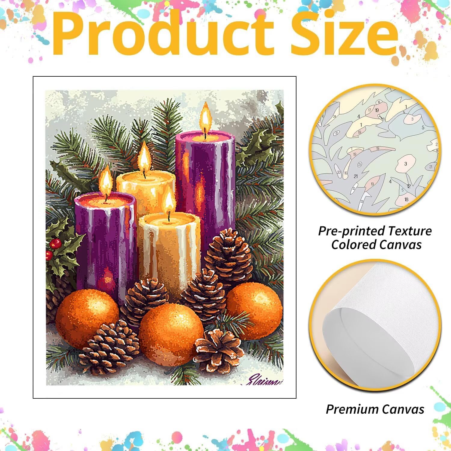 WEISHIWE Pigna e candela Dipingere con i Numeri per Adulti, 70x90cm a-931