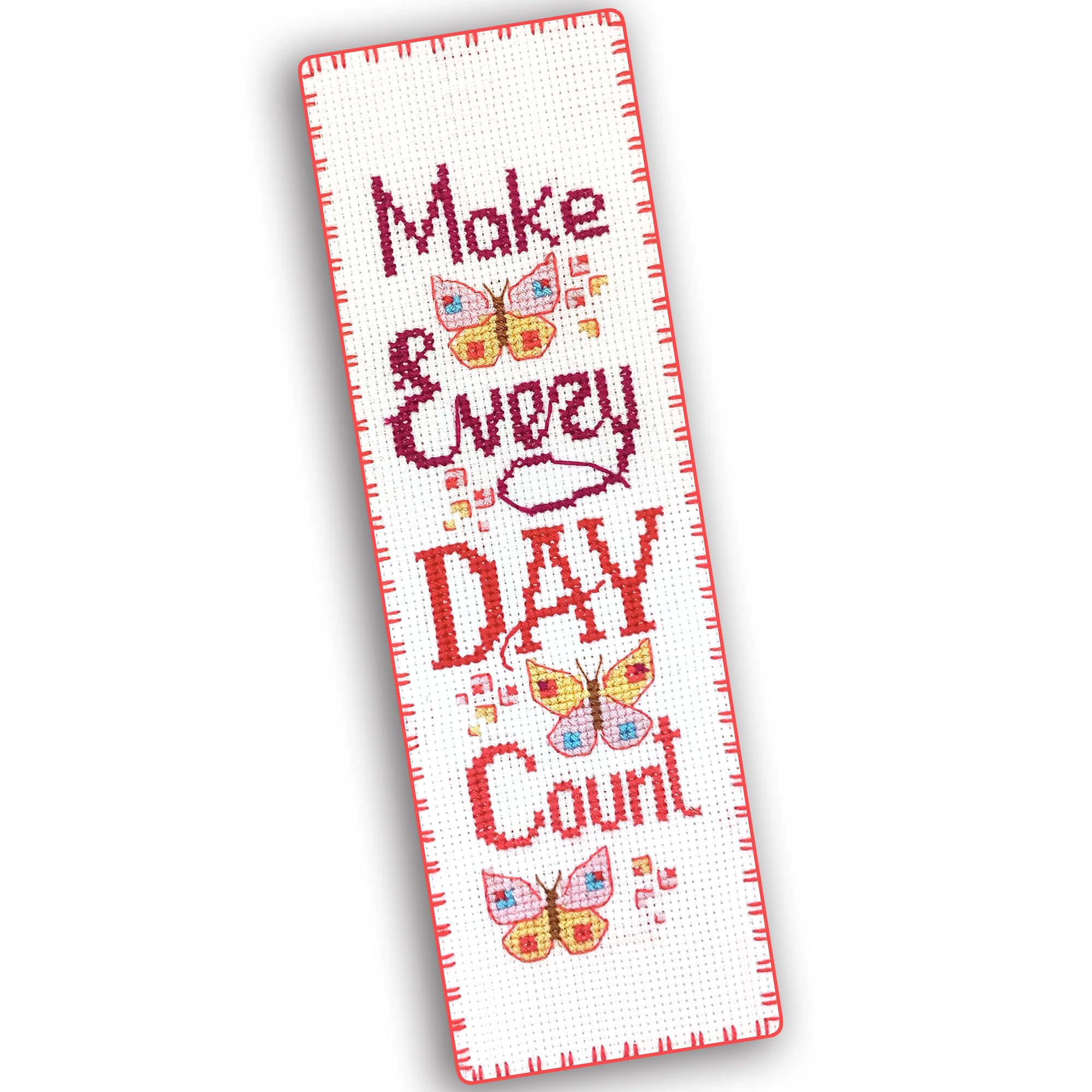 Povitrulya Counted Cross Stitch kit Make Every Day Count - Embroidery Set for DIY Bookmark