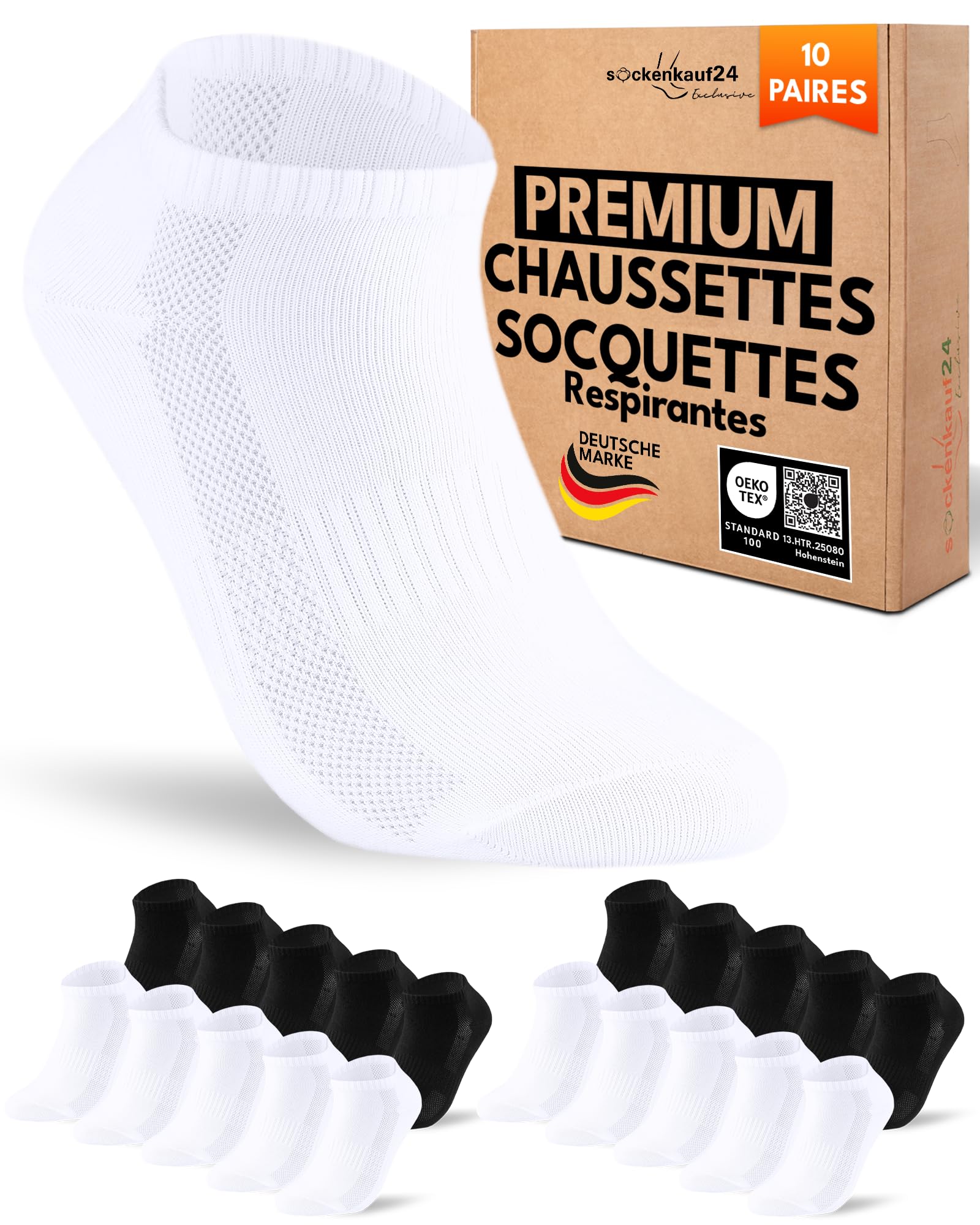 10 Paires Chaussettes Basses Homme Femme Socquettes Courtes Coton Respirant