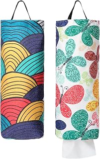 2 Pcs Plastic Bag Holder Wall Mount Plastic Bag Organizer Dispenser Heavy Duty Grocery Storage Holder Reusable Grocery Bags Holders Hanging Shopping Bags Holders for Home Kitchen Camper Decor