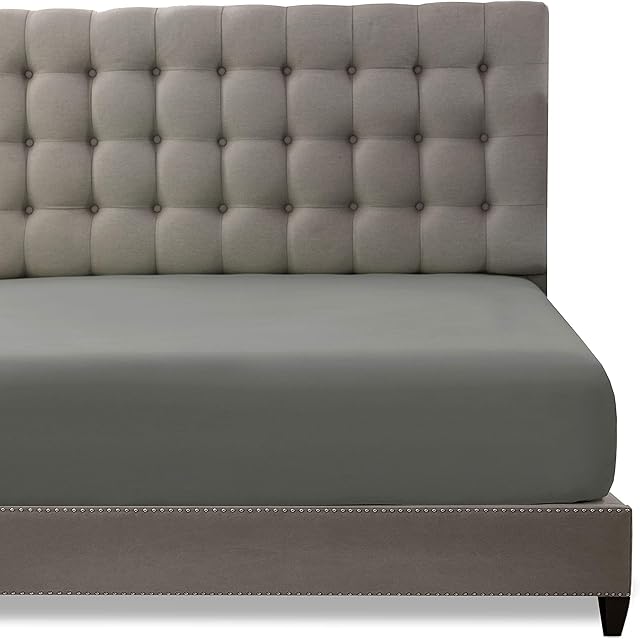 Toodou Brushed Microfiber Fitted Sheet Have Soft Silky Touch, Breathable,Great Resistant to Wrinkle and Fade,It's the Most Comfortable and Luxurious Mattress Covers-Deep Gray Double,14" Deep