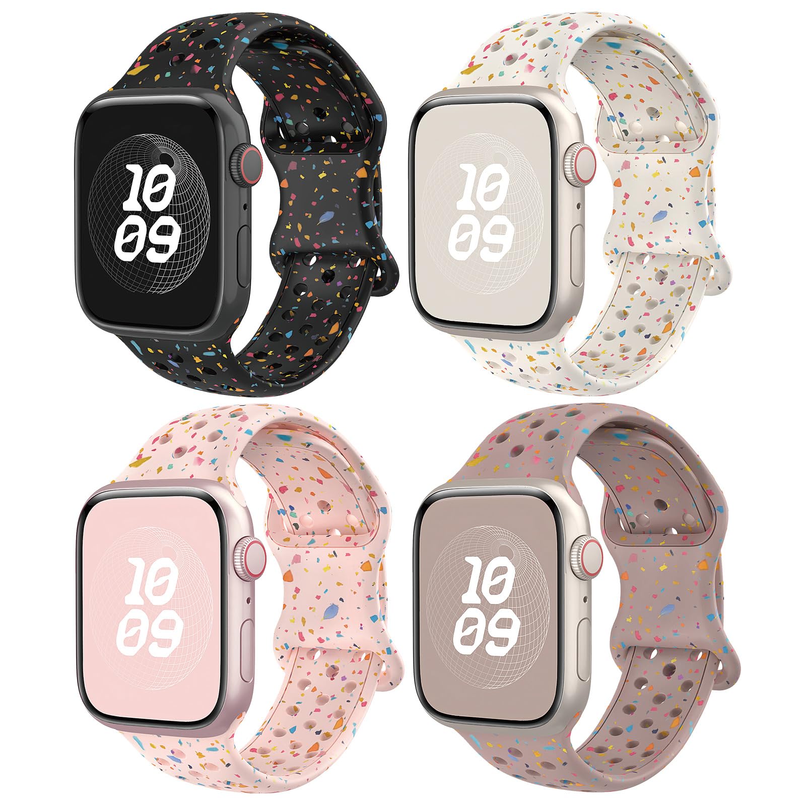 Silicone Bands Compatible with Apple Watch Band 38mm 40mm 41mm 42mm 44mm 45mm 46mm 49mm Women Men,Sport Breathable Strap for iWatch Band Ultra 3 2 1/