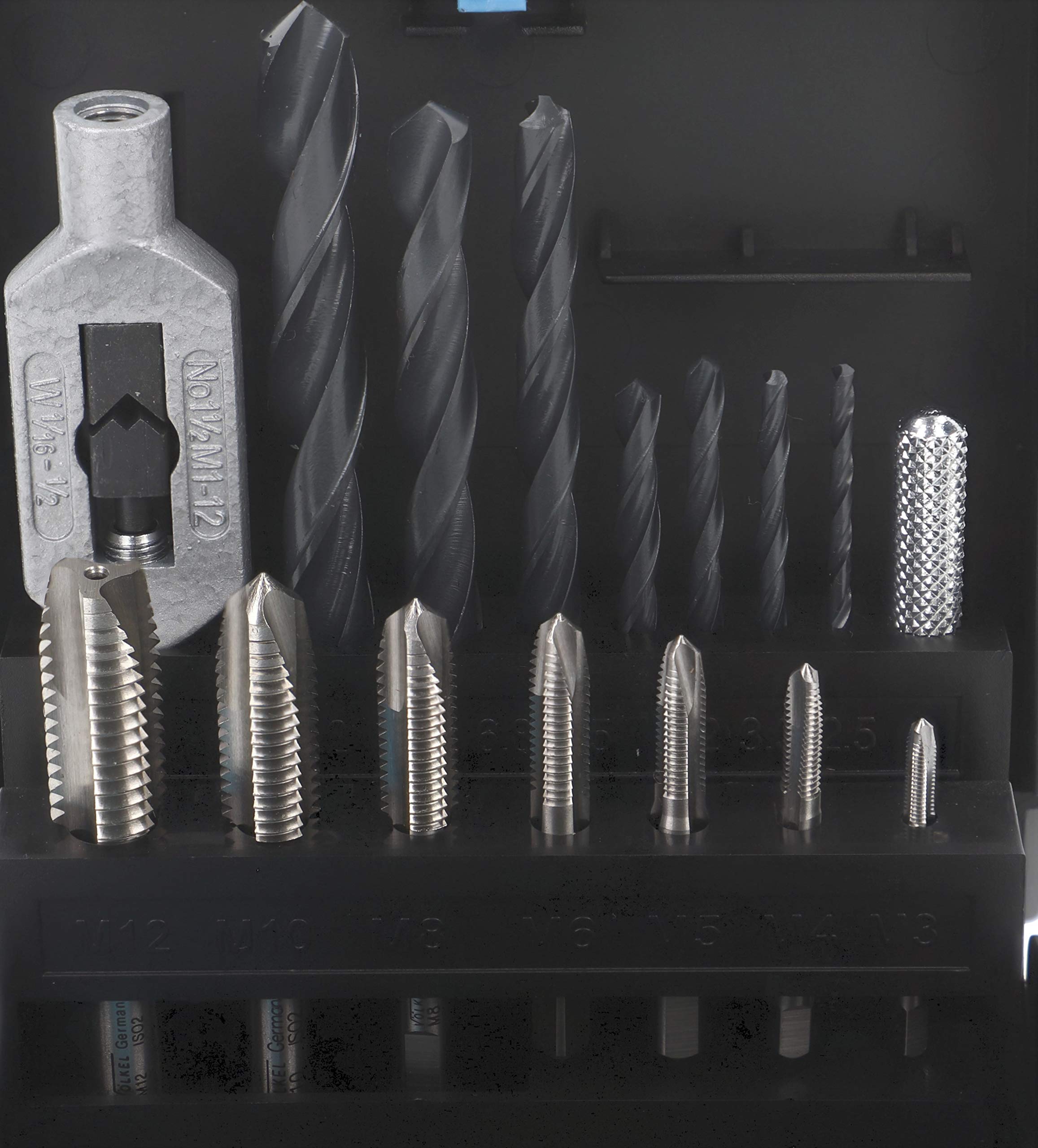 Coffret De Tarauds Machine De Précision, Bague Couleur BLANCHE, DIN 371 376 M 3 M 12 Volkel 47855 Acier Inox