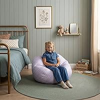 Vista 7 de Big Joe – Silla de puf clásica para dormitorio infantil y rincón de lectura, Easy-Clean Petal Pip Lilac, poliéster y nailon duraderos, mezcla de 2