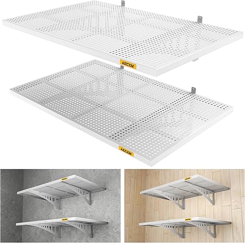 Miniatura 13 de Paquete de 2 estantes de pared ajustables para garaje de 2x3 pies con capacidad de carga de 560 libras, estante de almacenamiento montado en la