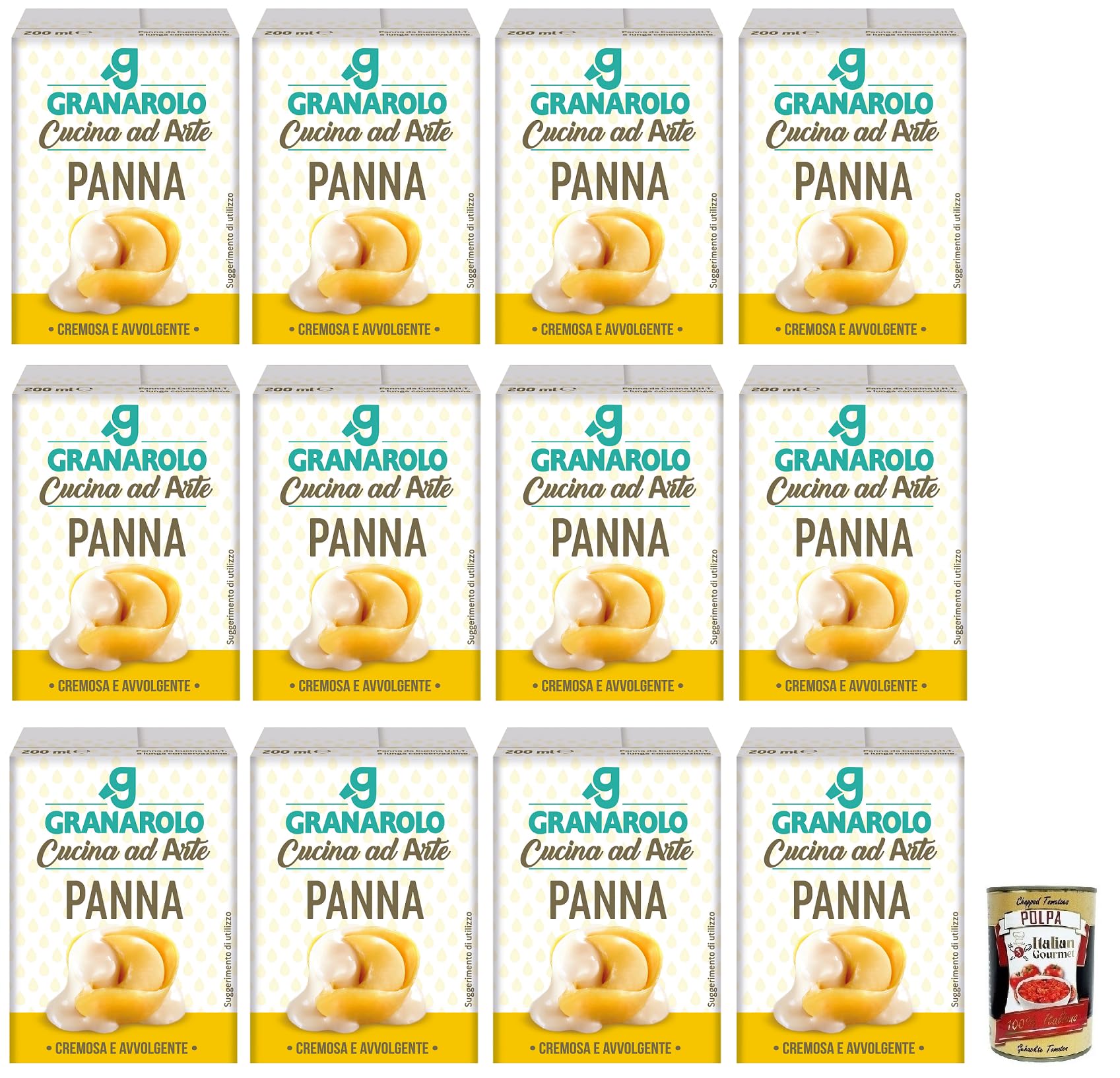 Italian Gourmet Bundle Kochsahne 12x 200ml + Italian Gourmet Polpa Gratis – Cremige italienische Sahne zum Kochen, für Pasta, Tortellini, Saucen, Aufläufe, Gemüse, Fleisch & Vorrat 2,4L