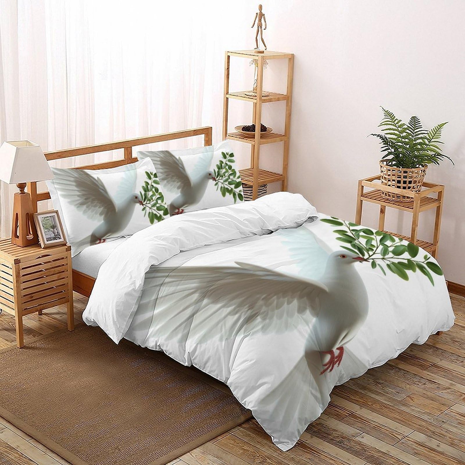 Housse de couette 3D lit King 220x240cm anti-plis et facile d'entretien avec zips