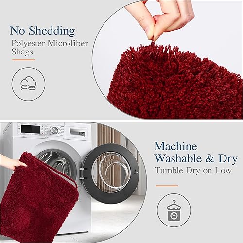 Miniatura 5 de Walensee - Tapete de baño para inodoro, contorneado en forma de U, antideslizante, absorbente, microfibra suave, peludo, lavable a máquina (20 x 24