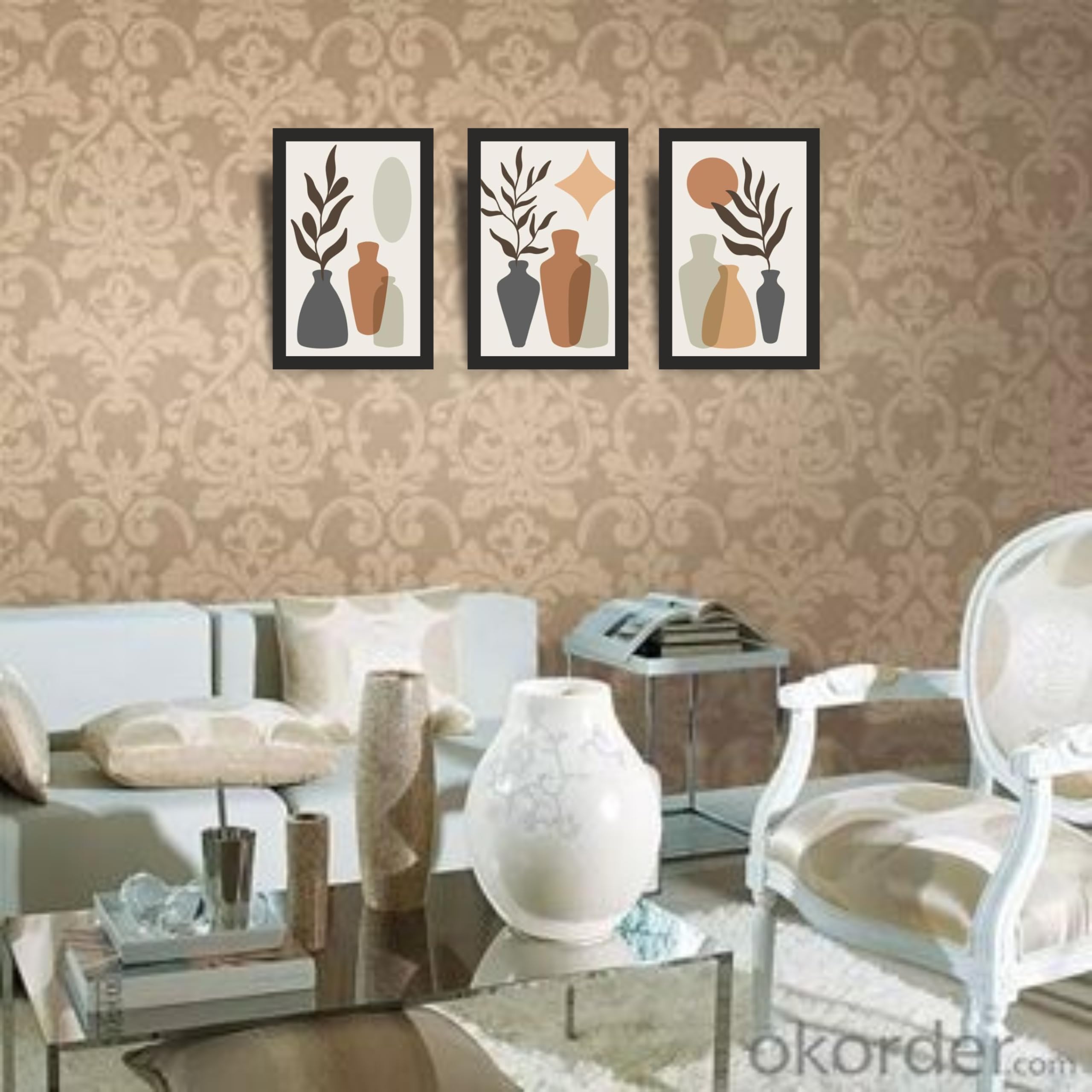 Modern Minimal Vase Composition Wall Art Set of 3 Frames