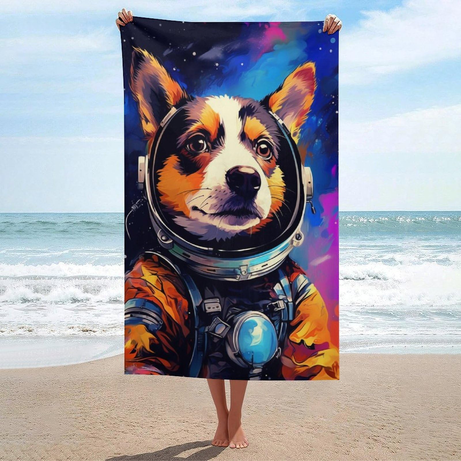 Serviette de plage grande capacité absorption et séchage rapide Space Dog Adventure