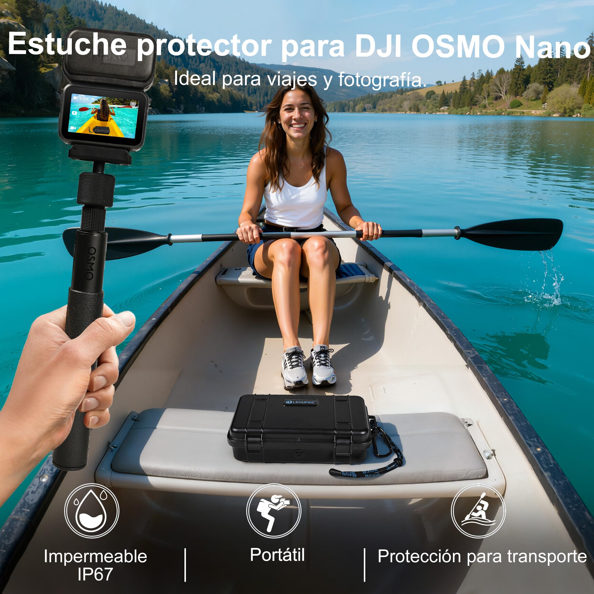 LEKUFEE Estuche Rígido de Viaje Impermeable para dji Pack estándar Osmo Nano y Accesorios (Solo Bolsa y Estuche)