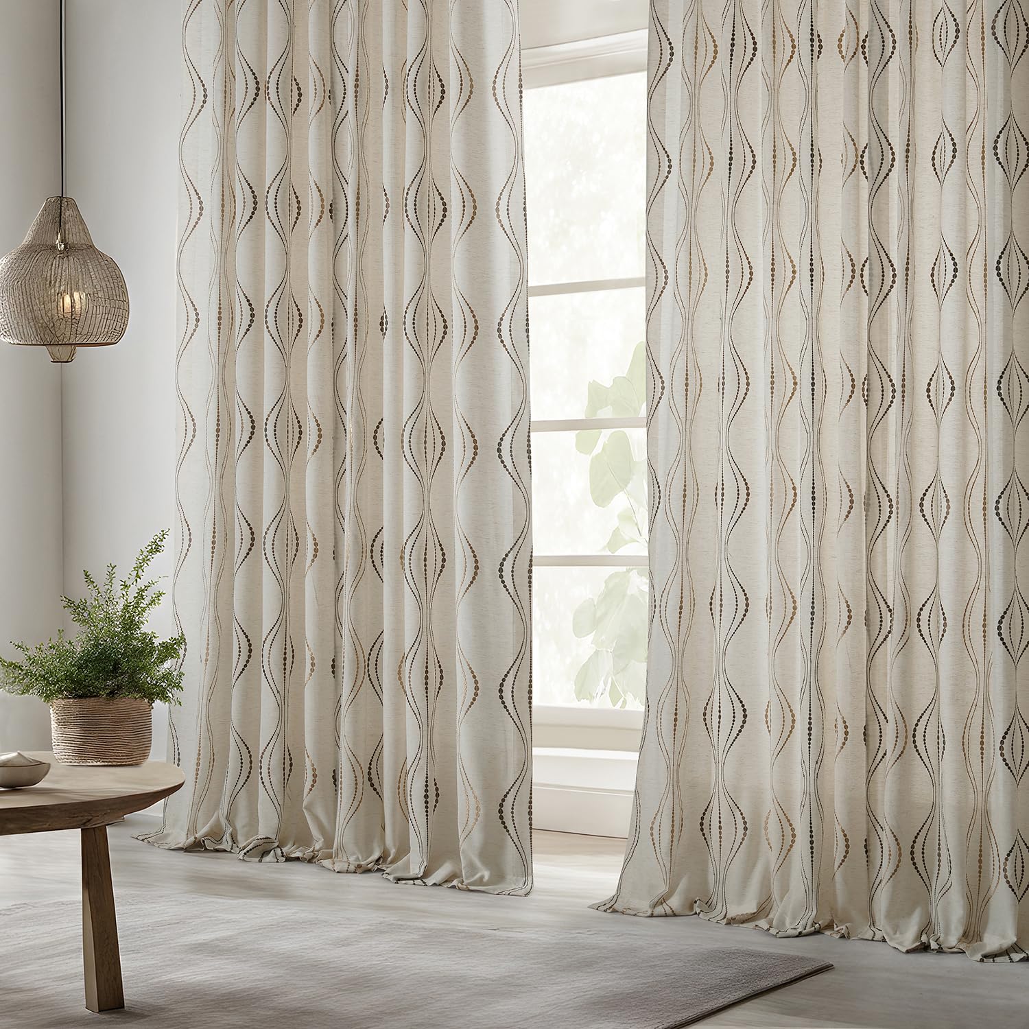 HPD Half Price Drapes Embroidered Linen Sheer Curtains for Living Room 50 X 120 (1 Panel), SHCH-SLWE5296-120, Suez Bronze - Image 4