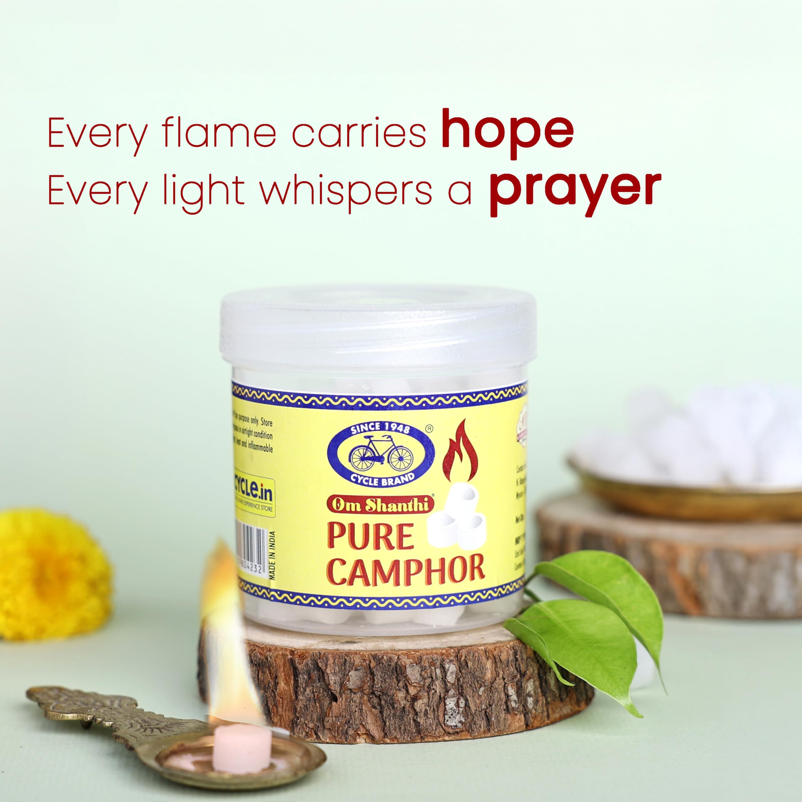 Cycle Pure Om Shanthi Pure Camphor Tablets | 100g | Natural & Residue-Free | Long-Lasting Fragrance - Image 5 thumbnail