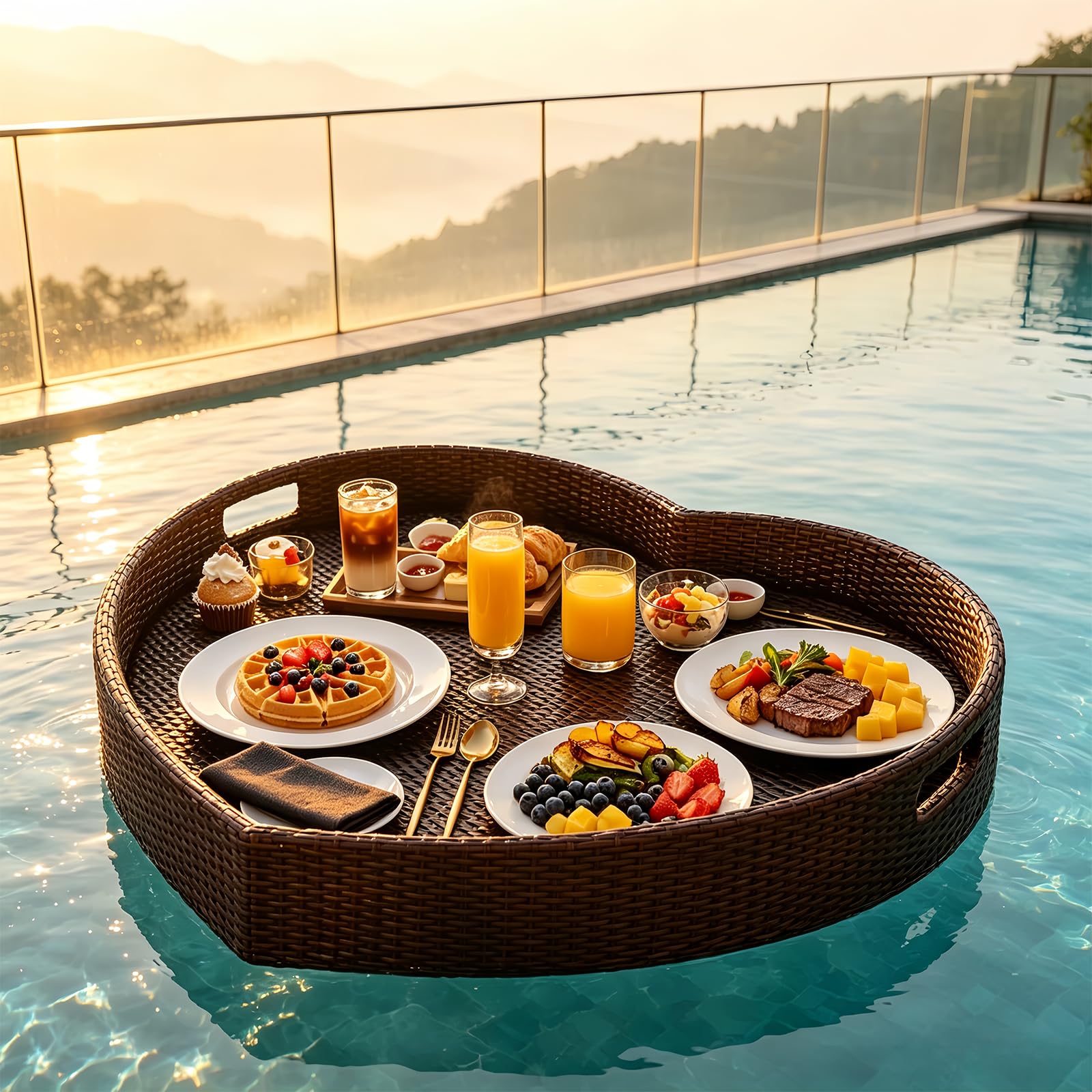 Plateau Flottant Stable pour Piscines de Villas Privées Coffee